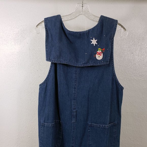 Shipshe Women's Denim Blue Jean Diamond Studded Split Side Embroidered Dress - Picture 9 of 15